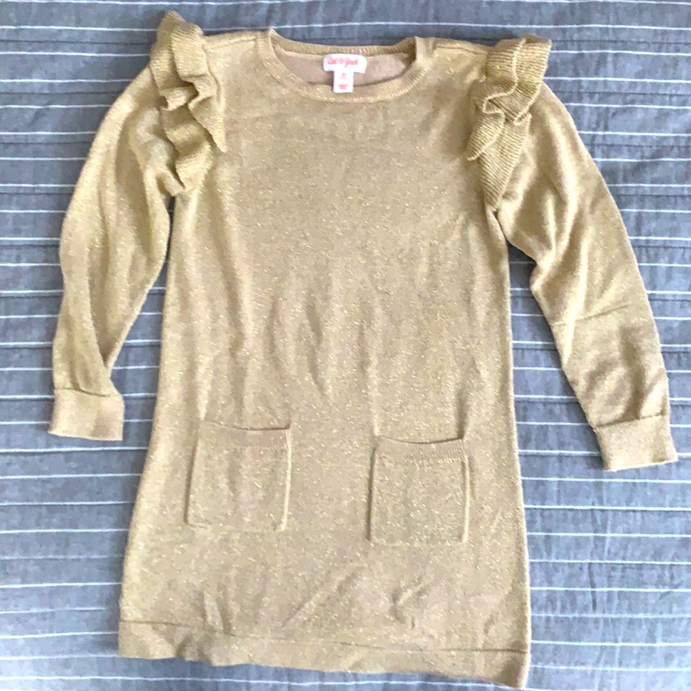 Cat & Jack 5T Shimmery Gold Sweater Dress